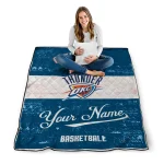 customized oklahoma city thunder helmet fan blue white quilt blanket best selling