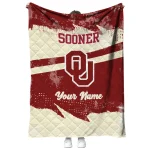 customized oklahoma sooners brushstroke layers crimson quilt blanket best selling