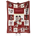 customized oklahoma sooners mickey crimson white quilt blanket best selling