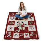 customized oklahoma sooners mickey crimson white quilt blanket best selling