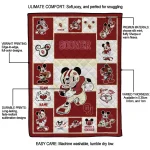 customized oklahoma sooners mickey crimson white quilt blanket best selling