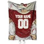 customized oklahoma sooners player sketch crimson gray quilt blanket best selling