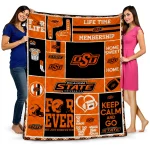 customized oklahoma state cowboys helmet passion orange quilt blanket best selling