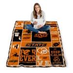 customized oklahoma state cowboys helmet passion orange quilt blanket best selling
