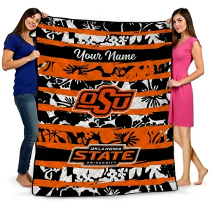 customized oklahoma state cowboys layered florals orange white quilt blanket best selling