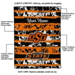 customized oklahoma state cowboys layered florals orange white quilt blanket best selling