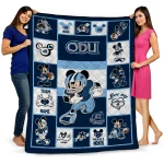 customized old dominion monarchs mickey crimson blue white quilt blanket best selling
