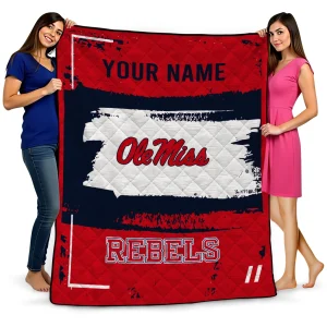 customized ole miss rebels grunge patch red white quilt blanket best selling