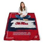customized ole miss rebels grunge patch red white quilt blanket best selling