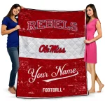 customized ole miss rebels hibiscus burst red white quilt blanket best selling