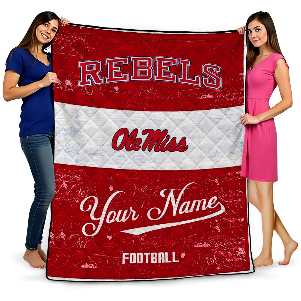 customized ole miss rebels hibiscus burst red white quilt blanket best selling