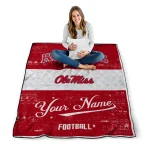 customized ole miss rebels hibiscus burst red white quilt blanket best selling
