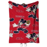 customized ole miss rebels mickey football red quilt blanket best selling
