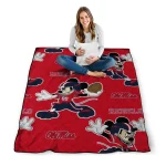 customized ole miss rebels mickey football red quilt blanket best selling
