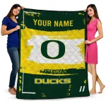 customized oregon ducks grunge patch green white quilt blanket best selling