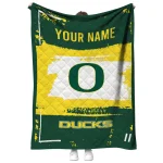 customized oregon ducks grunge patch green white quilt blanket best selling