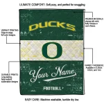 customized oregon ducks hibiscus burst green white quilt blanket best selling