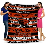 customized oregon state beavers layered florals orange white quilt blanket best selling