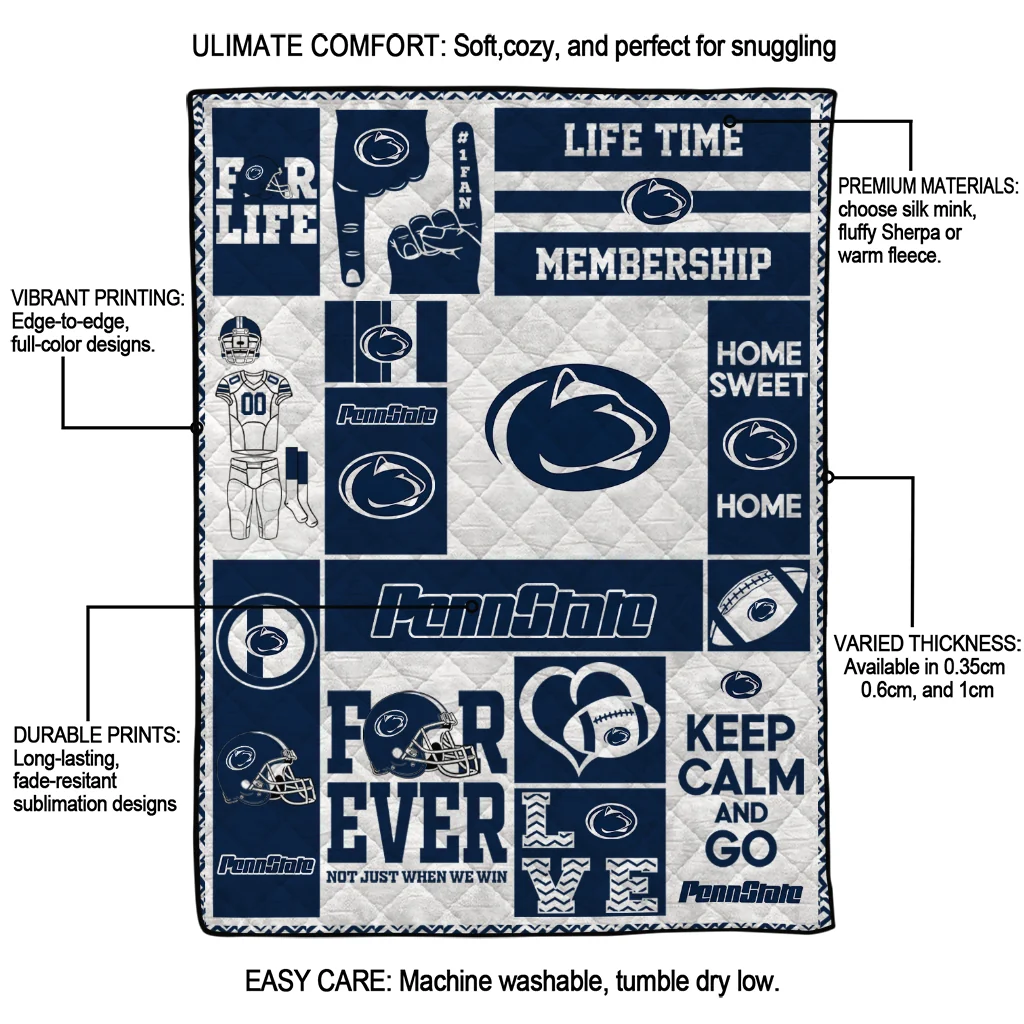 customized penn state nittany lions helmet passion blue quilt blanket latest model customized penn state nittany lions helmet passion blue quilt blanket latest model