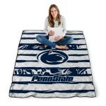 customized penn state nittany lions layered florals blue white quilt blanket best selling