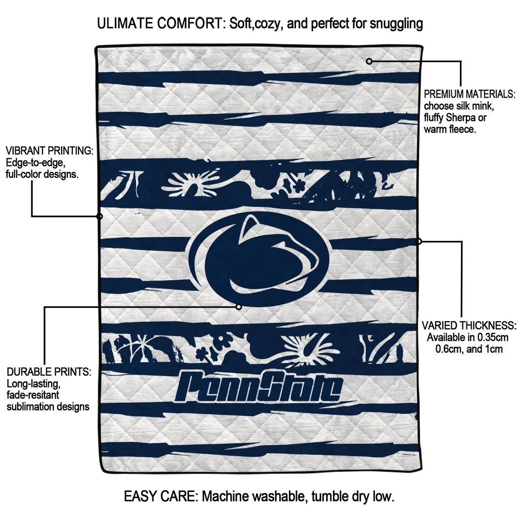 customized penn state nittany lions layered florals blue white quilt blanket latest model customized penn state nittany lions layered florals blue white quilt blanket latest model