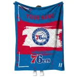 customized philadelphia 76ers grunge patch blue white quilt blanket best selling