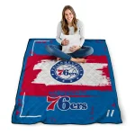 customized philadelphia 76ers grunge patch blue white quilt blanket best selling