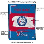 customized philadelphia 76ers grunge patch blue white quilt blanket best selling