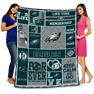 customized philadelphia eagles helmet passion green quilt blanket best selling