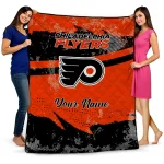 customized philadelphia flyers brushstroke layers orange quilt blanket best selling