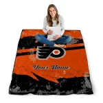 customized philadelphia flyers brushstroke layers orange quilt blanket best selling