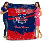 customized philadelphia phillies brushstroke layers blue quilt blanket best selling