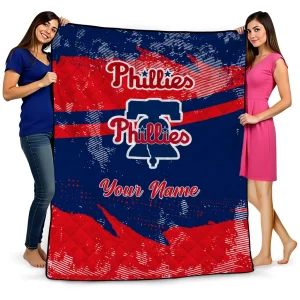 customized philadelphia phillies brushstroke layers blue quilt blanket best selling