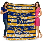 customized pittsburgh panthers layered florals royal blue white quilt blanket best selling