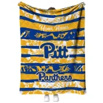 customized pittsburgh panthers layered florals royal blue white quilt blanket best selling