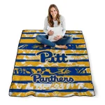 customized pittsburgh panthers layered florals royal blue white quilt blanket best selling