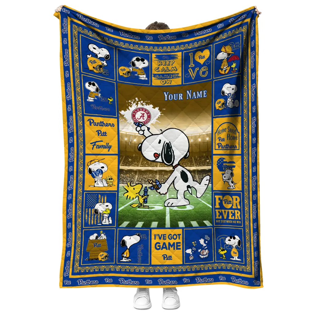 customized pittsburgh panthers snoopy coach royal blue quilt blanket fashion forward customized pittsburgh panthers snoopy coach royal blue quilt blanket fashion forward