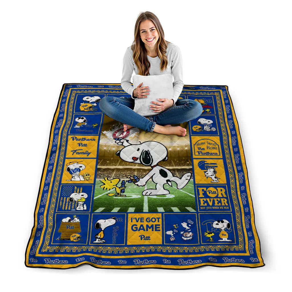 customized pittsburgh panthers snoopy coach royal blue quilt blanket high quality customized pittsburgh panthers snoopy coach royal blue quilt blanket high quality