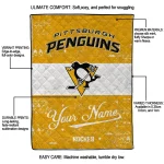 customized pittsburgh penguins pinstripe lines yellow white quilt blanket best selling