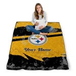 customized pittsburgh steelers brushstroke layers gold quilt blanket best selling