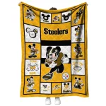 customized pittsburgh steelers mickey crimson gold white quilt blanket best selling