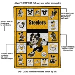 customized pittsburgh steelers mickey crimson gold white quilt blanket best selling