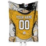 customized pittsburgh steelers player sketch gold gray quilt blanket best selling