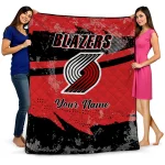 customized portland trail blazers brushstroke layers red quilt blanket best selling