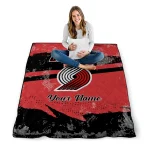customized portland trail blazers brushstroke layers red quilt blanket best selling