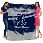 customized rice owls brushstroke layers navy blue quilt blanket best selling