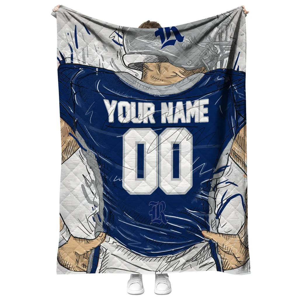 customized rice owls player sketch navy blue gray quilt blanket fashion forward customized rice owls player sketch navy blue gray quilt blanket fashion forward