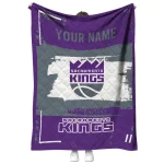 customized sacramento kings grunge patch purple white quilt blanket best selling