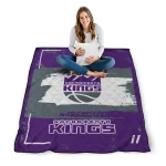customized sacramento kings grunge patch purple white quilt blanket best selling