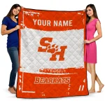 customized sam houston bearkats grunge patch orange white quilt blanket best selling